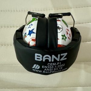 Banz Earmuffs for baby printed sports; like new